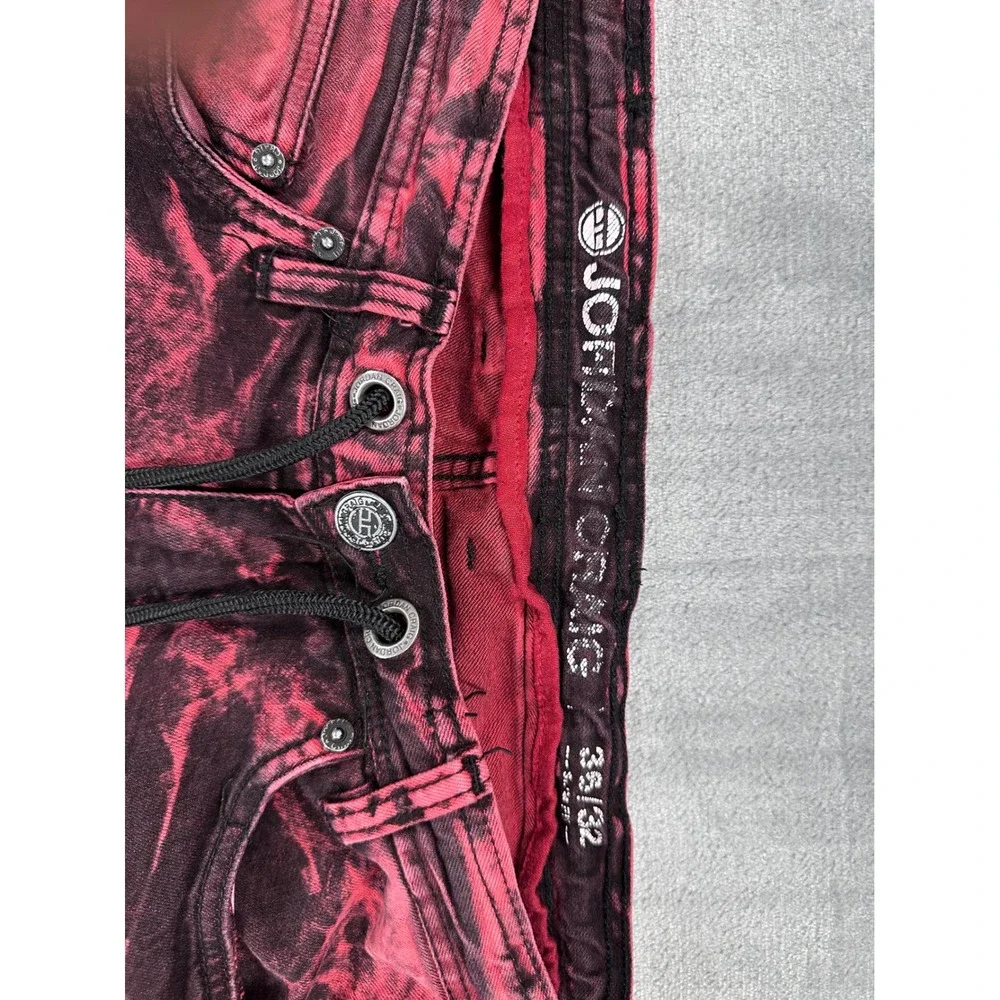 Jordan Craig Mens Slim Fit Acid Wash Jeans Red Black Drawstring 36x32 JJ211